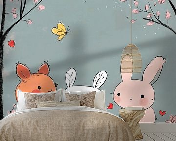 Eine Familie von lustigen Waldtieren