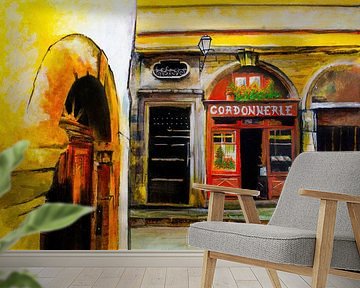 Schuhreparatur in Lyon | Aquarellmalerei von WatercolorWall