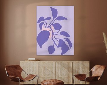 Epipremnum of pothos. Kamerplant in violet, lila en roze. van Dina Dankers