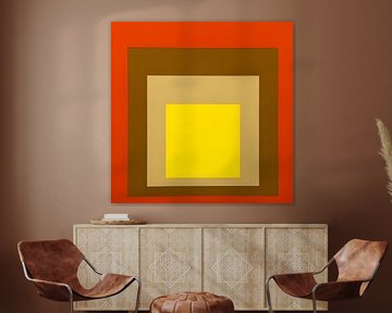 Josef Albers - Hommage aan het plein, rood, bruin, beige, geel, 2. Hoge resolutie van Vivanne