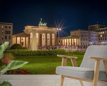 Berlijn - Pariser Platz en Brandenburger Tor bij nacht