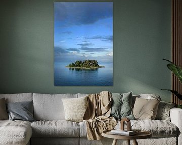 Small islet in the sea off Pontikonosi Corfu Greece by Albert Brunsting