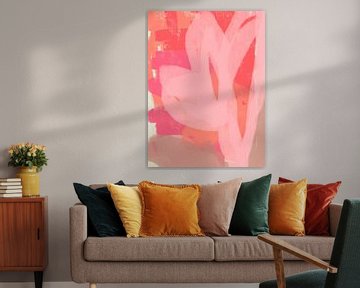 Groot roze. Moderne abstracte kunst. van Dina Dankers