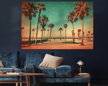 Sepia Palmbomen op een Zonovergoten Strand van Art & Soul Creations