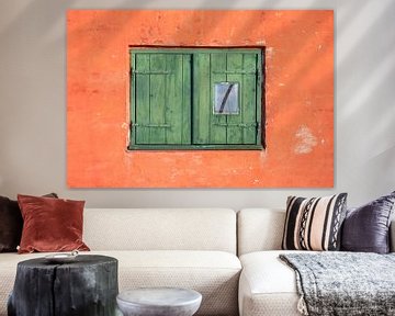 Orange wall and green window by Werner Lerooy