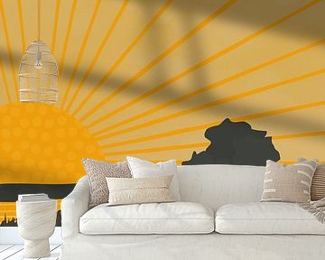 At sunrise minimalist landscape