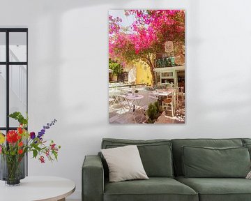 Summer time in Greece, colourful terrace with bougainvillea by Eyesmile Photography