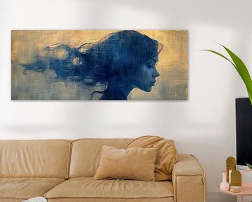 Vrouw Blauw Portret | Blue Reverie Whisper van Kunst Kriebels