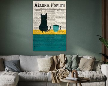 Cat's eye and coffee cup collage by Poster Art Shop