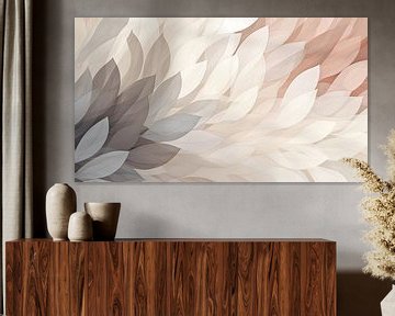 Abstract patroon bladeren in taupe kleur van NH_ART