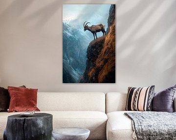 Alpine geit op de top van de bergen van Poster Art Shop