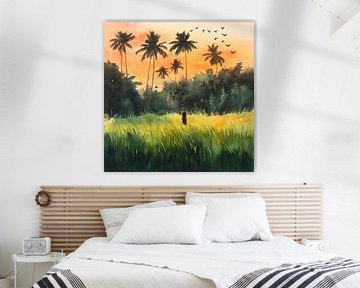 Avondsfeer in het grasveld van Poster Art Shop