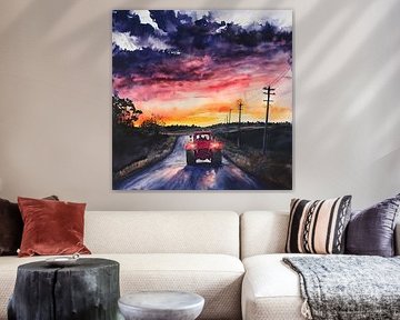 Promenade en soirée en tracteur sur Poster Art Shop