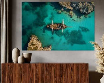 Een verlaten piratenschip uit een vervlogen tijd van Digitale Schilderijen