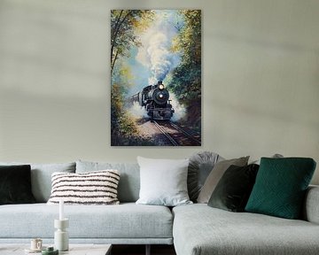 Steam locomotive in a green wonderland by Poster Art Shop