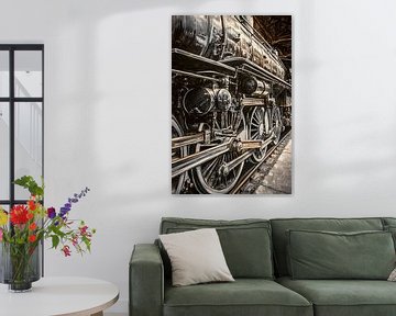 Stoomlocomotief in detail van Poster Art Shop