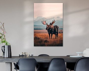 Moose in front of a majestic backdrop by Poster Art Shop