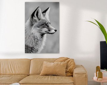 De elegantie van een vos in zwart-wit van Poster Art Shop