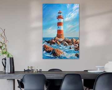 Lighthouse on the coast by Poster Art Shop