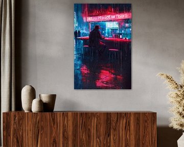 Night in the neon-lit city by Poster Art Shop