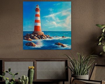 Lighthouse on the coast by Poster Art Shop