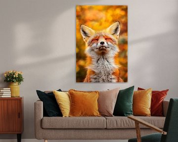 Happy fox in autumn light by Poster Art Shop