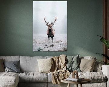 Majestueus hert in de mist van Poster Art Shop