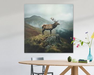 Majestueus hert in de bergen van Poster Art Shop