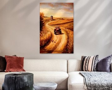 Landelijke idylle met tractor van Poster Art Shop