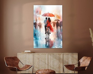 Liefdesreisje in de regenmagie van Poster Art Shop