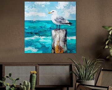 Zeemeeuw op zeeniveau van Poster Art Shop