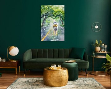 Regenachtige dagen onder groene bomen van Poster Art Shop
