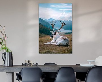 Rendieren in een schilderachtig landschap van Poster Art Shop