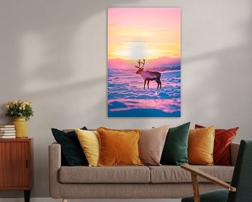 Rendieren in het winterlicht van Poster Art Shop