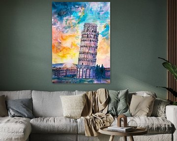 Schiefer Turm von Pisa im Kunststil von Poster Art Shop