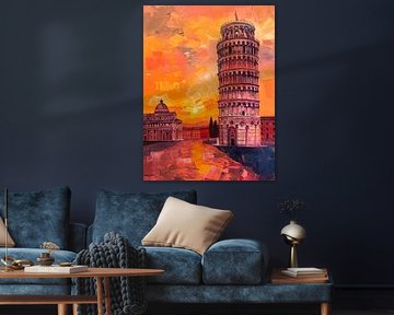 Leaning tower in the evening light by Poster Art Shop