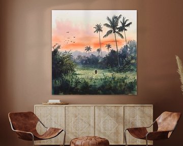 Tropische zonsopgang in de jungle van Poster Art Shop