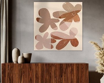 Abstract minimalistisch botanisch. Bloemen in terra. van Dina Dankers