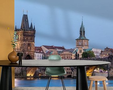 Praag - Karelsbrug bij nacht van t.ART