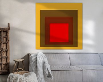 Josef Albers - Hommage aan het plein, geel, bruin, rood . Hoge resolutie