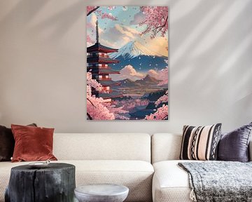 Cherry blossoms and Mount Fuji