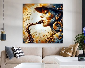 saxofoon in goud en zilver