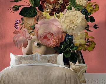 Meisje met de Parel - the Floral on Pink Edition van Marja van den Hurk