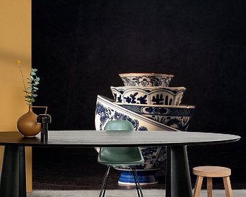 Still life, Sweet Petit, Chinese bowls stacked by Oda Slofstra
