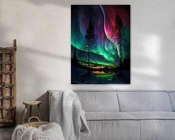 aurora borealis in the magical lake by haroulita