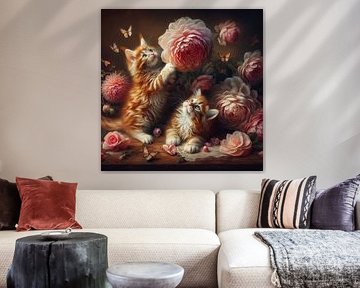 Maine Coon Kätzchen mit Blumen von Bernhard Karssies