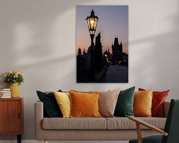 Praag - Op de Karelsbrug bij nacht van t.ART
