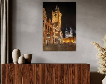 Stadhuis van Praag en de Teyn kerk op het Oude Stadsplein van t.ART