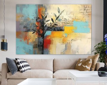 Bloemen abstract art van Abstract Schilderij