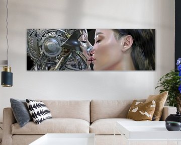 Een teder moment tussen mens en cyborg van Frank Heinz